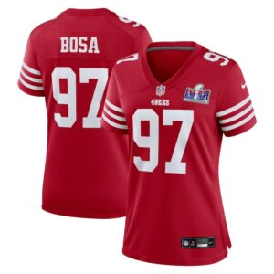 68615a416fa79_1 Women's San Francisco 49ers #97 Nick Bosa Scarlet Super Bowl LVIII Game Jersey