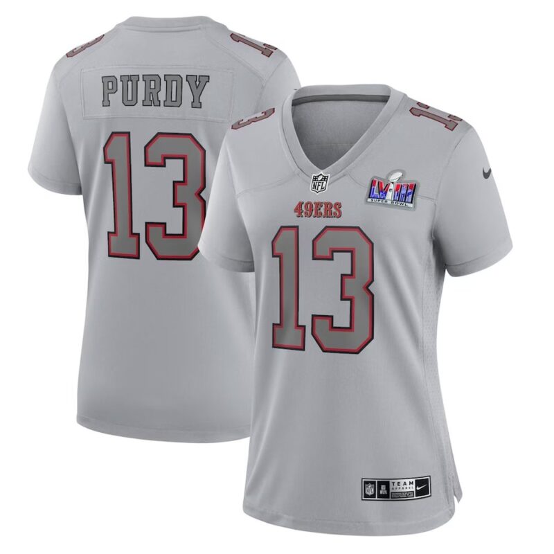 68615a47b0991_1 Women's San Francisco 49ers #13 Brock Purdy Gray Super Bowl LVIII Atmosphere Fashion Game Jersey