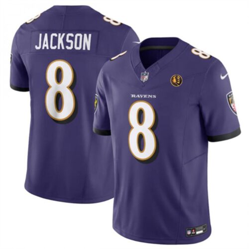68615acde4508_1 Men's Baltimore Ravens #8 Lamar Jackson Purple 2023 F.U.S.E. With John Madden Patch Vapor Limited Football Jersey