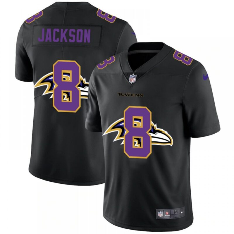 68615ad101bbe_1 Men's Baltimore Ravens #8 Lamar Jackson 2020 Black Shadow Logo Limited Stitched Jersey