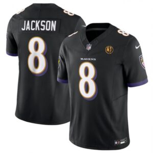68615ae2bb40f_1 Men's Baltimore Ravens #8 Lamar Jackson Black 2023 F.U.S.E. With John Madden Patch Vapor Limited Football Jersey