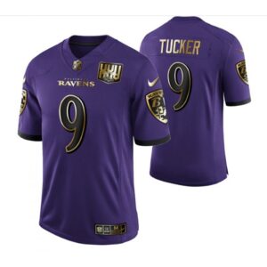 68615aee89ade_1 Men's Baltimore Ravens #9 Justin Tucker Purple Golden Limited Stitched Jersey