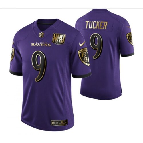 68615aee89ade_1 Men's Baltimore Ravens #9 Justin Tucker Purple Golden Limited Stitched Jersey