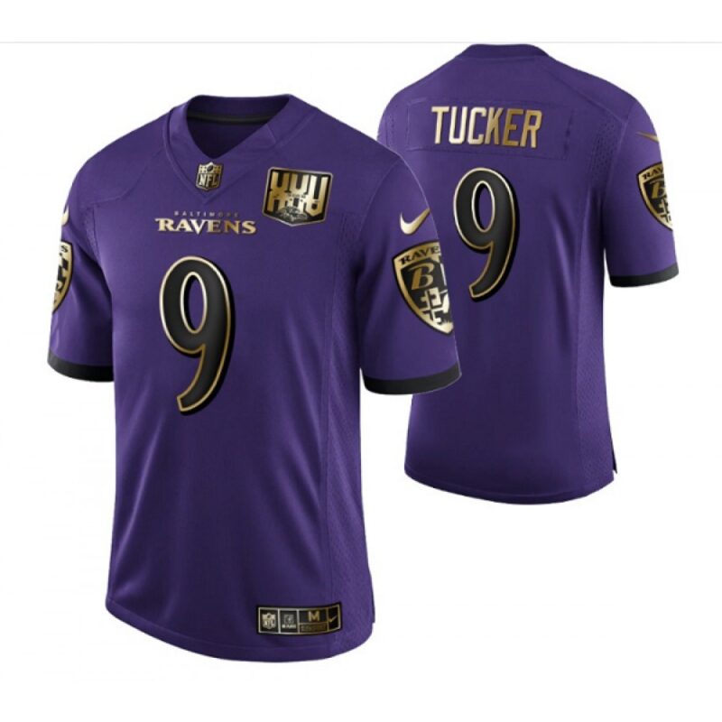 68615aee89ade_1 Men's Baltimore Ravens #9 Justin Tucker Purple Golden Limited Stitched Jersey