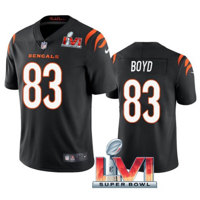 68615c3bc9108_1 Men's Cincinnati Bengals #83 Tyler Boyd 2022 Black Super Bowl LVI Vapor Limited Stitched Jersey