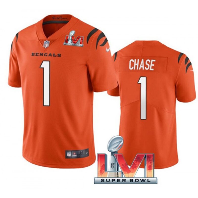 68615c5b1c790_1 Youth Cincinnati Bengals #1 Ja'Marr Chase 2022 Orange Super Bowl LVI Vapor Limited Stitched Jersey
