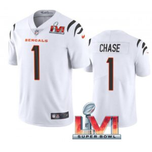 68615c5e129f2_1 Youth Cincinnati Bengals #1 Ja'Marr Chase 2022 White Super Bowl LVI Vapor Limited Stitched Jersey