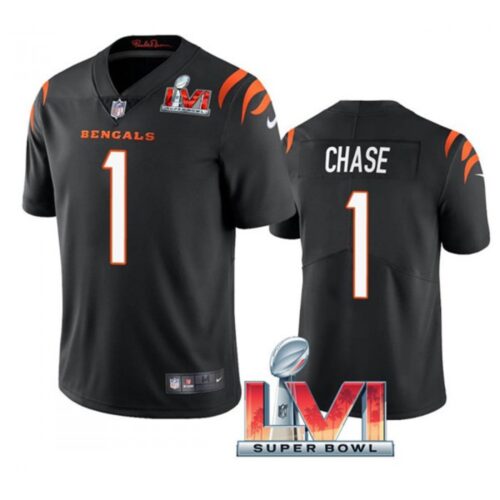 68615c68c9493_1 Youth Cincinnati Bengals #1 Ja'Marr Chase 2022 Black Super Bowl LVI Vapor Limited Stitched Jersey
