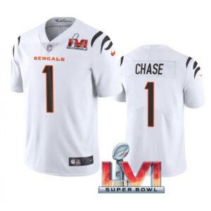 68615c709baa1_1 Men's Cincinnati Bengals #1 Ja'Marr Chase 2022 White Super Bowl LVI Vapor Limited Stitched Jersey