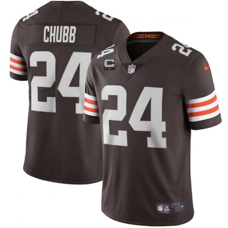 68615cad6e562_1 Men's Cleveland Browns #24 Nick Chubb 2022 Brown With 1-star C Patch Vapor Untouchable Limited Stitched Jersey