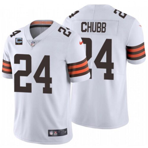 68615cb017ef0_1 Men's Cleveland Browns #24 Nick Chubb 2022 White With 1-star C Patch Vapor Untouchable Limited Stitched Jersey