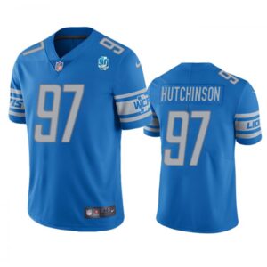68615dfce2c45_1 Men's Detroit Lions #97 Aidan Hutchinson Blue 2023 90th Anniversary Vapor Untouchable Limited Stitched Jersey