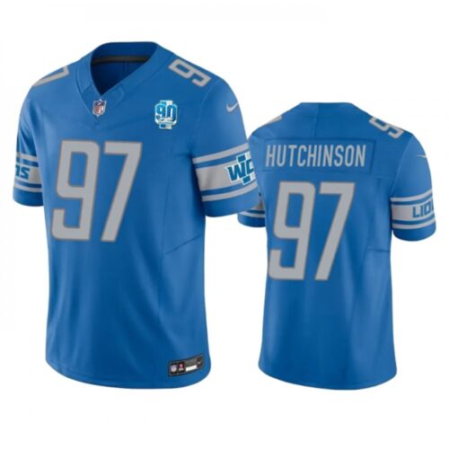 68615e0452f61_1 Men's Detroit Lions #97 Aidan Hutchinson Blue 2023 F.U.S.E. 90th Anniversary Vapor Untouchable Limited Stitched Jersey