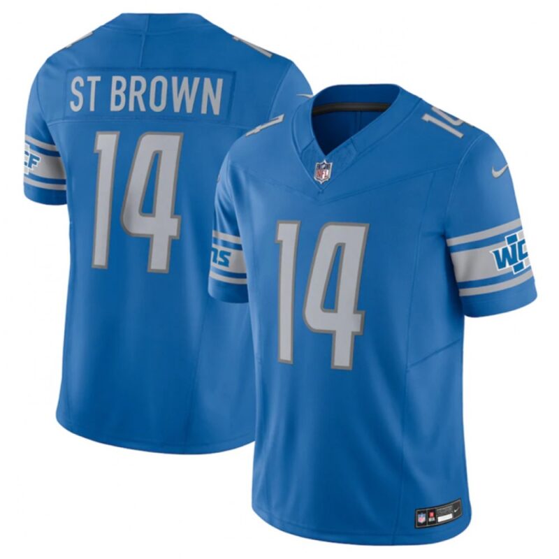 68615e18a046e_1 Men's Detroit Lions #14 Amon-Ra St. Brown Blue 2023 F.U.S.E. Vapor Untouchable Limited Stitched Jersey