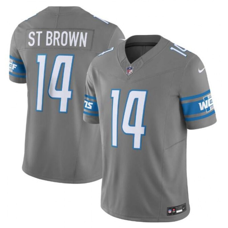 68615e20718ee_1 Men's Detroit Lions #14 Amon-Ra St. Brown Grey 2023 F.U.S.E. Vapor Untouchable Limited Stitched Jersey