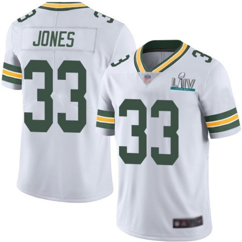 68615e4184b28_1 Men's Green Bay Packers #33 Aaron Jones White Super Bowl LIV Vapor Untouchable Stitched NFL Limited Jersey