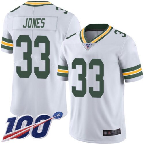 68615e46a710d_1 Men's Green Bay Packers #33 Aaron Jones 2019 White 100th Season Vapor Untouchable Limited Stitched NFL Jersey