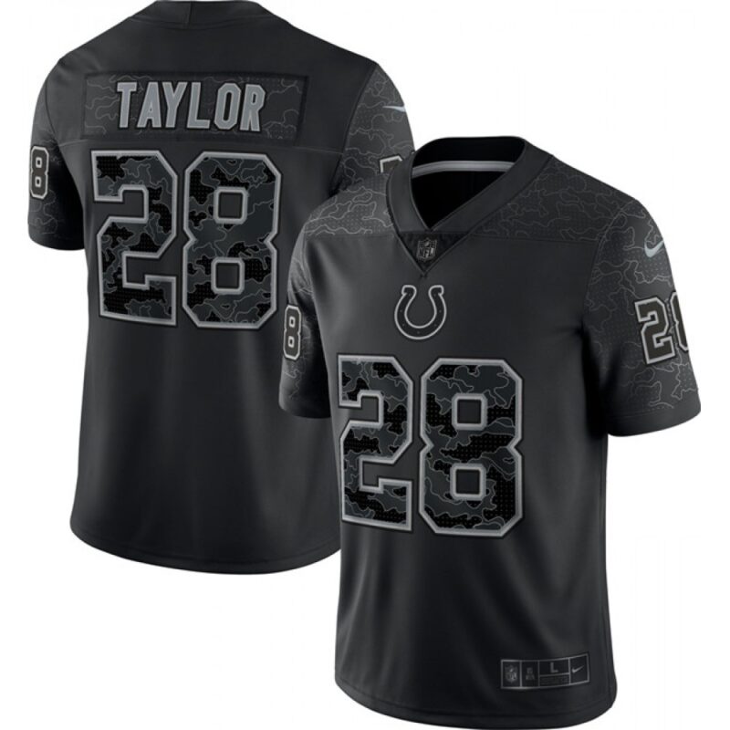 68615eb436c05_1 Men's Indianapolis Colts #28 Jonathan Taylor Black Reflective Limited Stitched Football Jersey