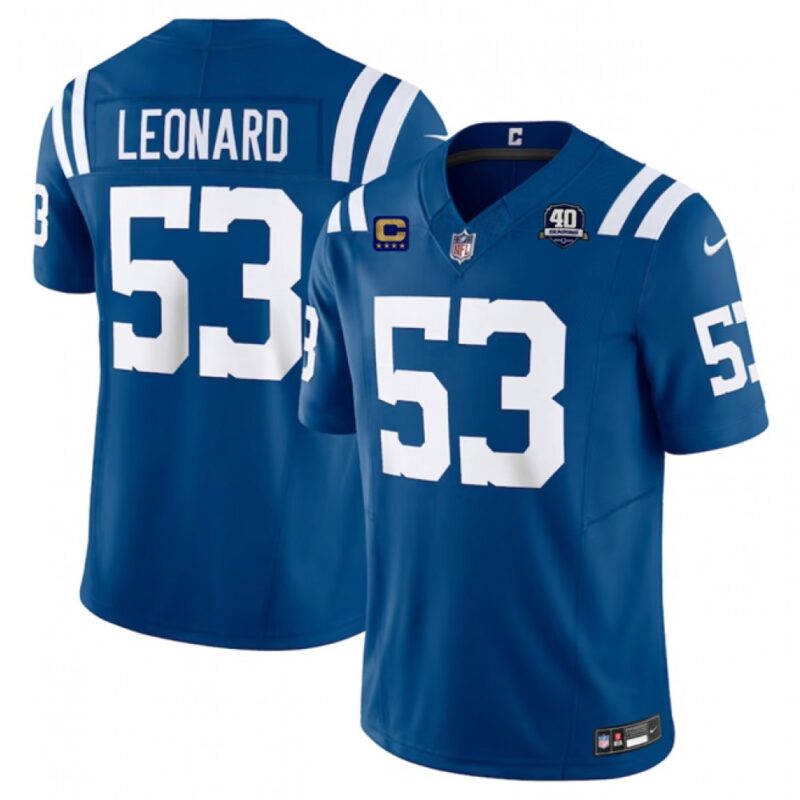 68615ef2538eb_1 Men's Indianapolis Colts #53 Shaquille Leonard Blue 2023 F.U.S.E. 40th Anniversary With 4-Star C Patch Vapor Untouchable Limited Stitched Football Jersey