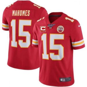 68615f5b670d1_1 Men's Kansas City Chiefs #15 Patrick Mahomes Red 2019 100th Season With C Patch Limited Stitched NFL Jersey