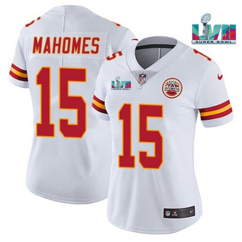 68615f664fab9_1 Women's Kansas City Chiefs #15 Patrick Mahomes White Super Bowl LVII Patch Vapor Stitched Jersey(Run Small)