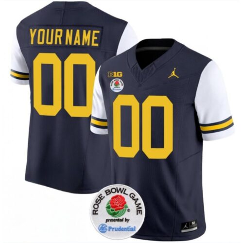 6861607064a0d_1 Men's Michigan Wolverines ACTIVE PLAYER Custom 2023 F.U.S.E. Navy/White Rose Bowl Patch Stitched Jersey
