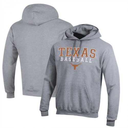 686160b5af075_1 Men's Texas Longhorns Grey Stack Logo Baseball Powerblend Pullover Hoodie