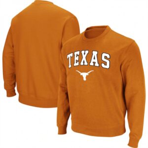 686160c2343ff_1 Men's Texas Longhorns Orange Texas Longhorns Arch & Logo Pullover Sweatshirt