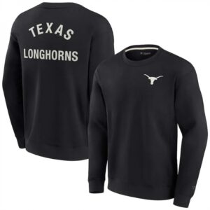 686160c4c9a7f_1 Men's Texas Longhorns Black Super Soft Pullover Crew Sweatshirt