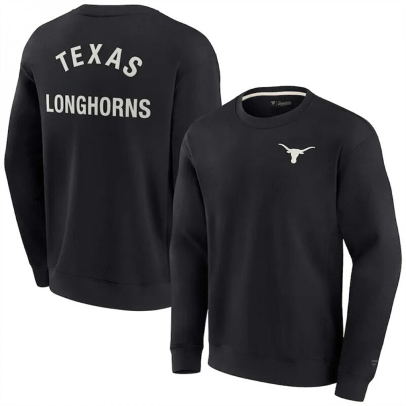 686160c4c9a7f_1 Men's Texas Longhorns Black Super Soft Pullover Crew Sweatshirt