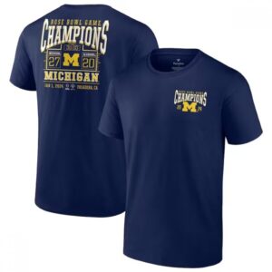 686160c756eb0_1 Men's Michigan Wolverines Navy 2024 Rose Bowl Champions Score T-Shirt
