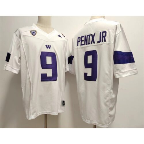 686160df17e8a_1 Men's Washington Huskies #9 Michael Penix Jr. White Stitched Jersey