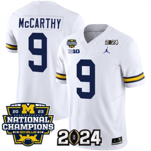 686160e6d34b9_1 Men's Michigan Wolverines #9 J.J. McCarthy White 2024 F.U.S.E. With 2023 National Champions Patch Stitched Jersey