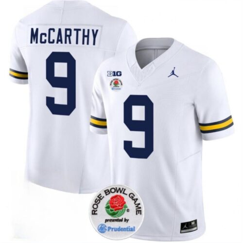 68616101566b5_1 Men's Michigan Wolverines #9 J.J. McCarthy 2023 F.U.S.E. White Rose Bowl Patch Stitched Jersey