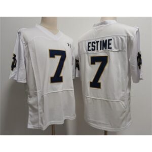 6861613361a65_1 Men's Notre Dame Fighting Irish #7 Audric Estime White With Name Stitched Jersey