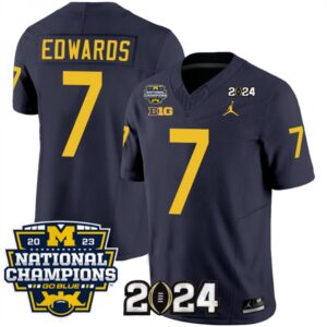 68616145bd3f6_1 Men's Michigan Wolverines #7 Donovan Edwards Navy 2024 F.U.S.E. With 2023 National Champions Patch Stitched Jersey