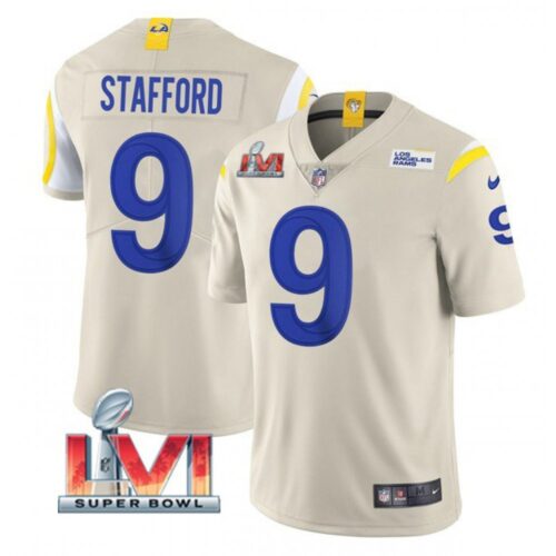 68616167c9f57_1 Men's Los Angeles Rams #9 Matthew Stafford 2022 Bone Super Bowl LVI Vapor Limited Stitched Jersey