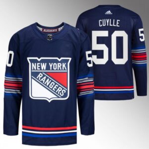 6861617e13614_1 Men's New York Rangers #50 Will Cuylle Navy Stitched Jersey