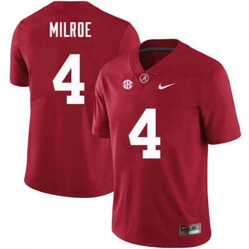 6861618881ac3_1 Men's Alabama Crimson Tide #4 Jalen Milroe Red Stitched Football Jersey