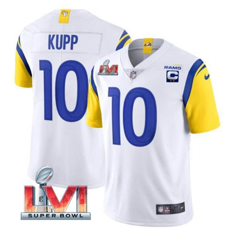 6861618909ca6_1 Youth Los Angeles Rams #10 Cooper Kupp White 2022 With C Patch Super Bowl LVI Vapor Untouchable Limited Stitched Jersey