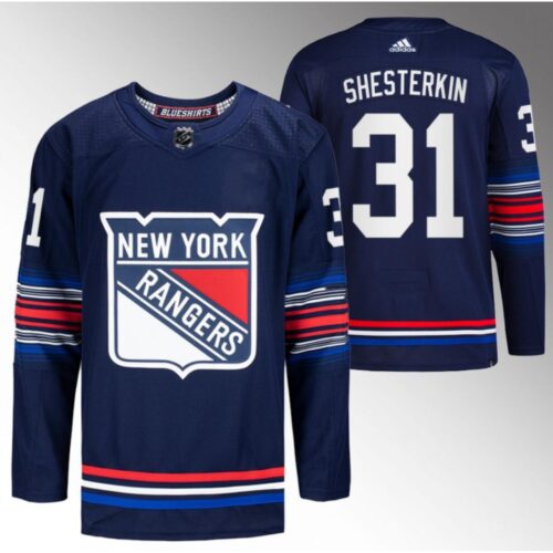 686161b12a18c_1 Men's New York Rangers #31 Igor Shesterkin Navy Stitched Jersey