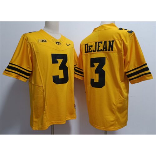 686161b750621_1 Men's Iowa Hawkeyes #3 Cooper DeJean Yellow Stitched Jersey