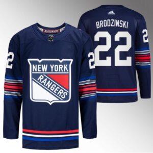 686161e61daa4_1 Men's New York Rangers #22 Jonny Brodzinski Navy Stitched Jersey