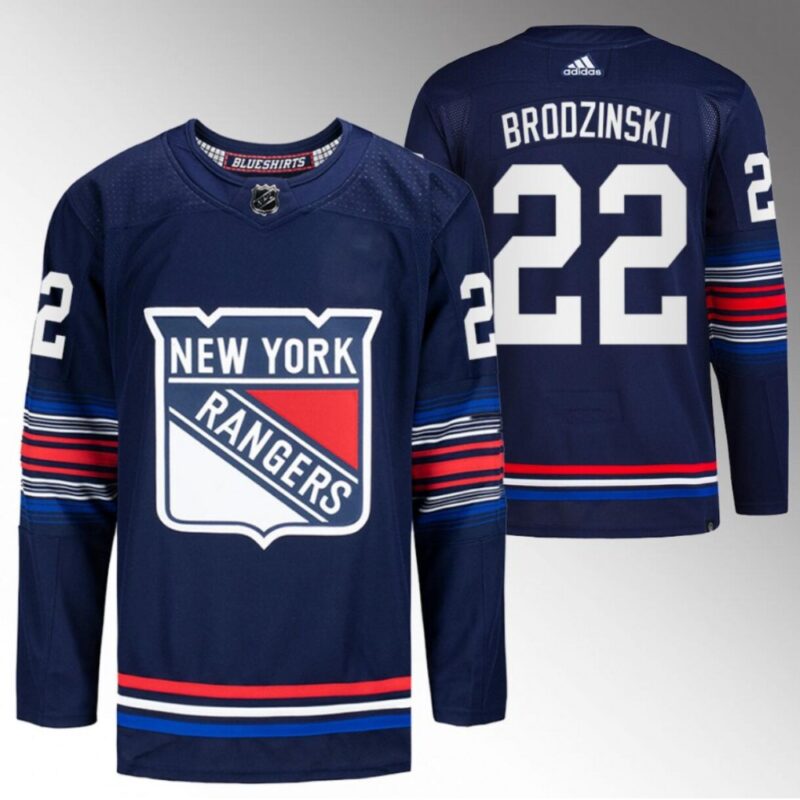 686161e61daa4_1 Men's New York Rangers #22 Jonny Brodzinski Navy Stitched Jersey