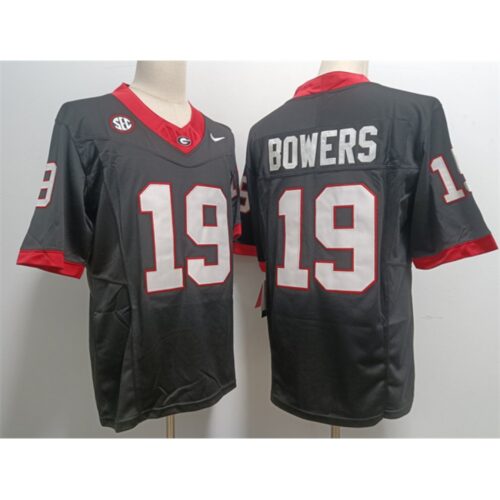 686161f42336d_1 Georgia Bulldogs #19 Brock Bowers Black Stitched Jersey