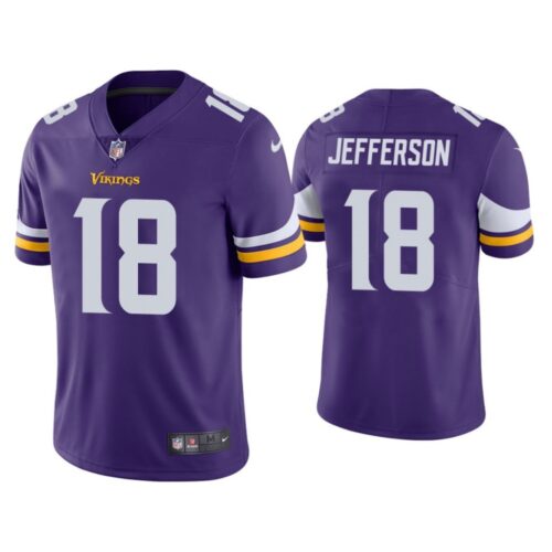 6861624dc9cdb_1 Youth Minnesota Vikings #18 Justin Jefferson Purple Vapor Untouchable Limited Stitched Jersey