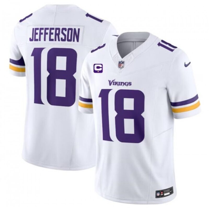 6861625076c9e_1 Youth Minnesota Vikings #18 Justin Jefferson White 2023 F.U.S.E. With 1-Star C Patch Vapor Untouchable Limited Football Stitched Jersey