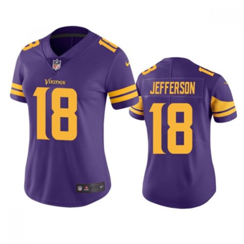 686162628fd6d_1 Women's Minnesota Vikings #18 Justin Jefferson Purple Limited Rush Stitched NFL Jersey