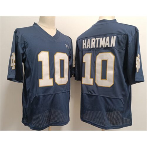 6861627f41f30_1 Men's Notre Dame Fighting Irish #10 Sam Hartman Navy With Name Stitched Jersey