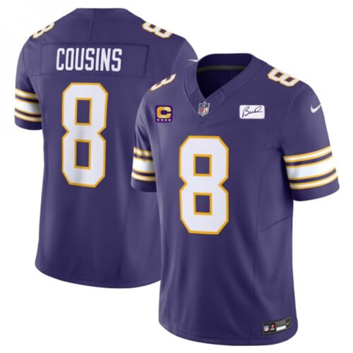 6861628765078_1 Men's Minnesota Vikings #8 Kirk Cousins Purple 2023 F.U.S.E. Bud Grant patch With 4-Star C Patch Vapor Untouchable Limited Stitched Jersey